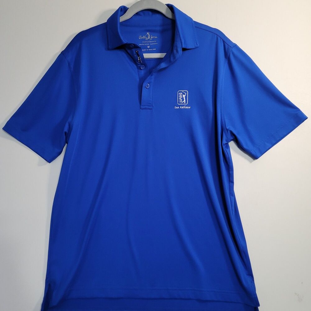 Bobby Jones Performance Polo Shirt Blue TPC San Antonio Golf Stretch Men's M